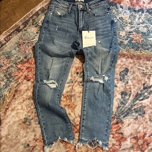 Women's Straight Leg Distressed Denim Jeans
